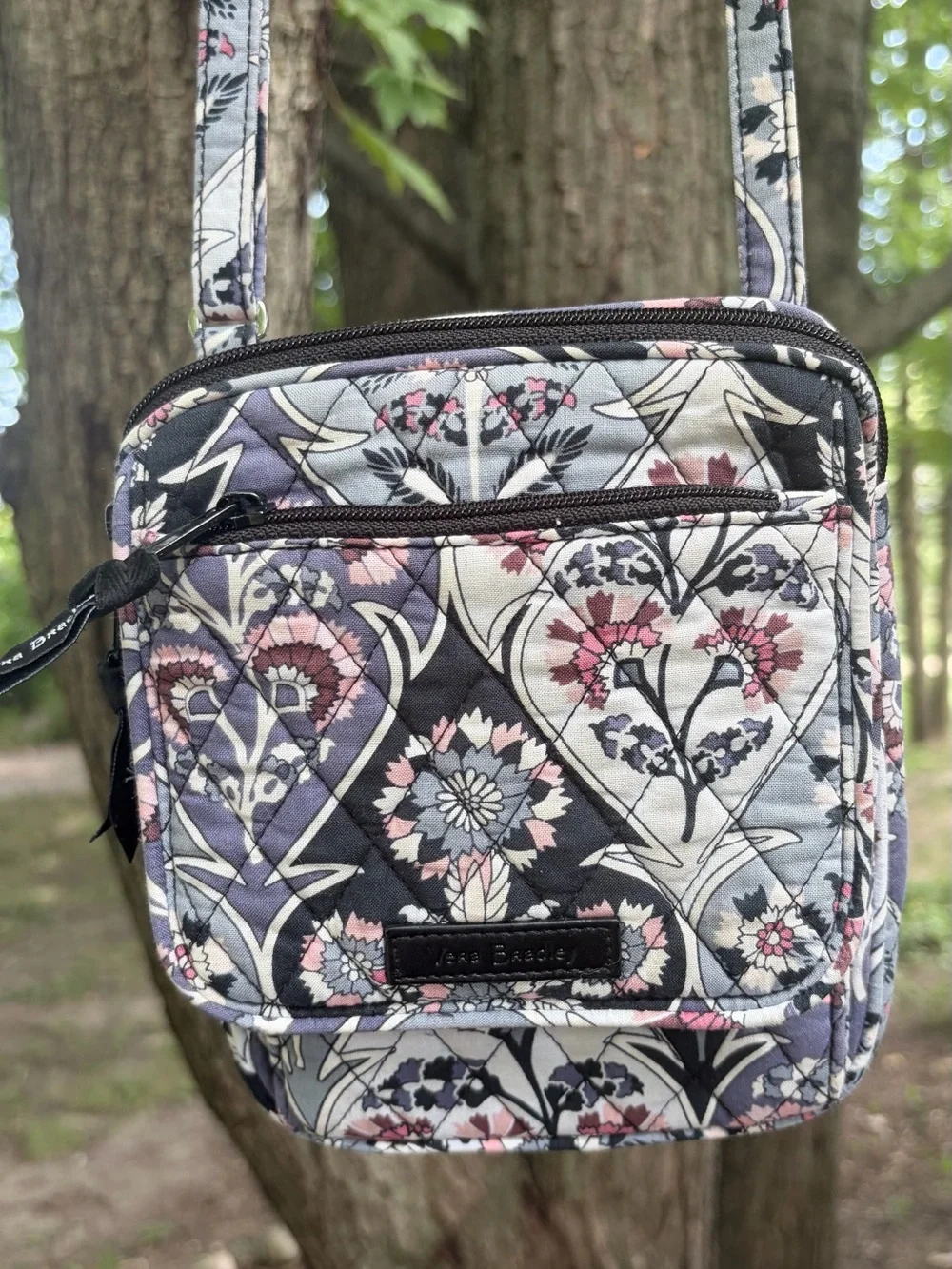 Vera Bradley Quilted Triple Zip Crossbody Bag – Boho Floral